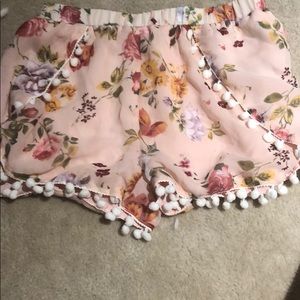 Pink floral flowy shorts